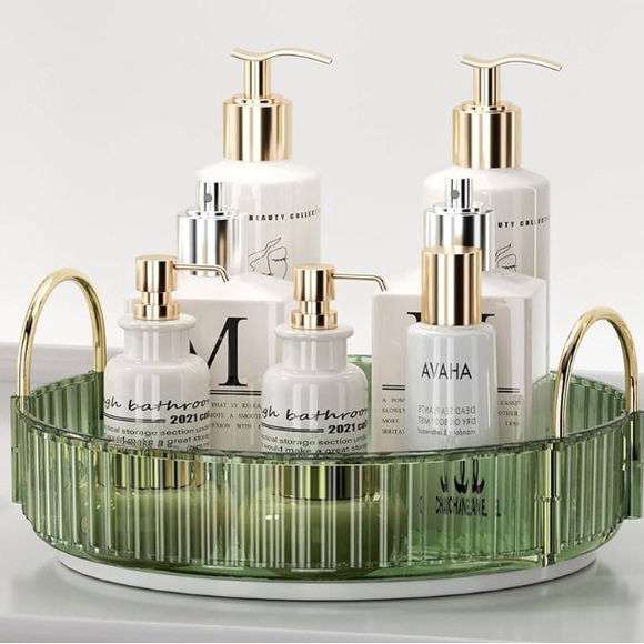 Rotating Lazy Susan Makeup Organizer NEW  Green Round - Picture 2 of 4